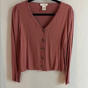 Mauve Crop Button Down Shirt